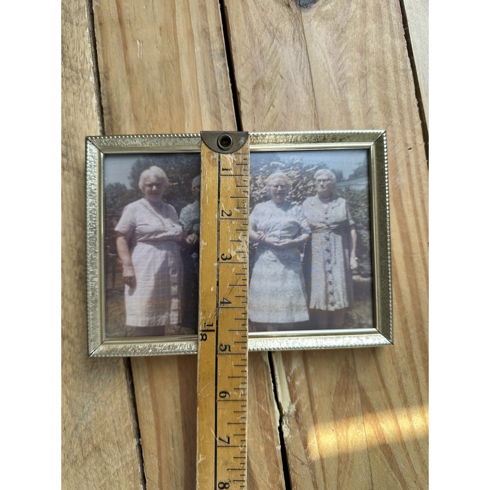 Vintage Brass Gold Tone Metal Picture Photo Frame With Elder Women Photo - Picture 3 of 11